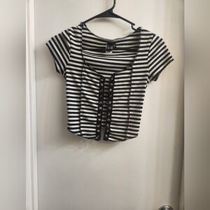 DIY 🧷SEXY🧷🧷SAFETY PINNED🧷🧷 STRIPED RIBBED KNIT CROP TOP 👕